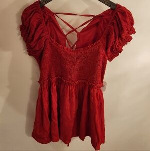 Altar'd State ISO Red Smocked Women's Top DON'T BUY